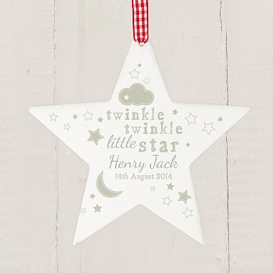 Personalised Twinkle Twinkle Wooden Star Decoration