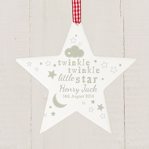 Personalised Twinkle Twinkle Wooden Star Decoration