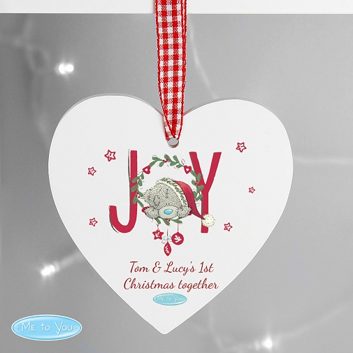 Personalised MeTo You JOY Wooden Heart Decoration