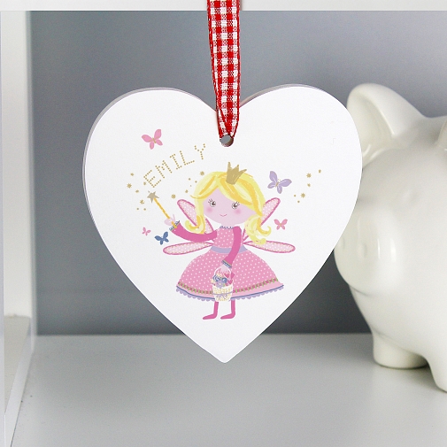 Personalised Fairy Wooden Heart Decoration