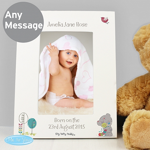 Personalised Tiny Tatty Teddy Cuddle Bug White 6x4 Frame