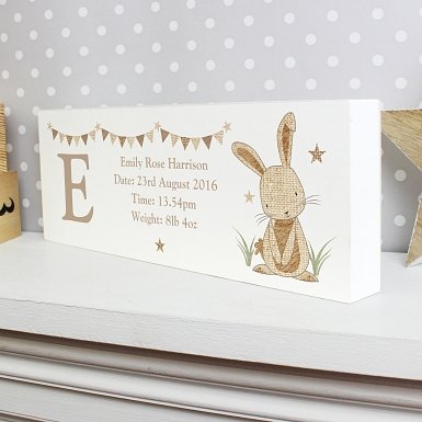 Personalised Hessian Rabbit Mantel Block