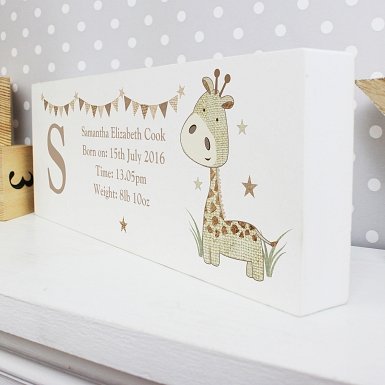 Personalised Hessian Giraffe Mantel Block