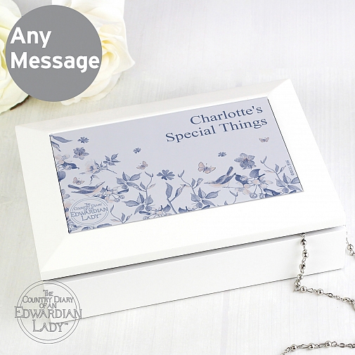 Personalised Country Diary Blue Blossom Jewellery Box
