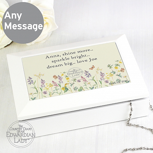 Personalised Country Diary Wild Flowers Wooden Jewellery Box