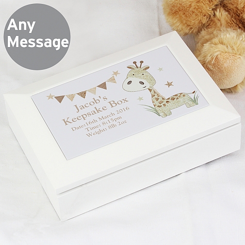 Personalised Hessian Giraffe Wooden Jewellery Box