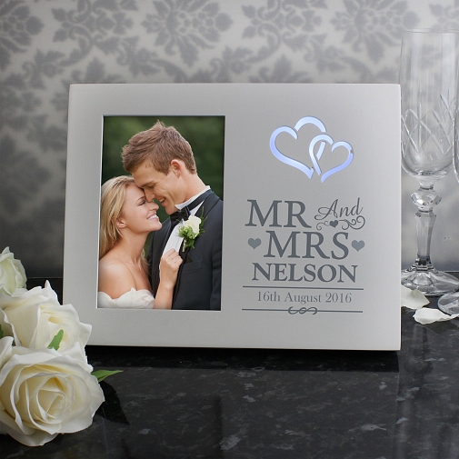 Personalised Hearts Mr & Mrs 6x4 Light Up Frame