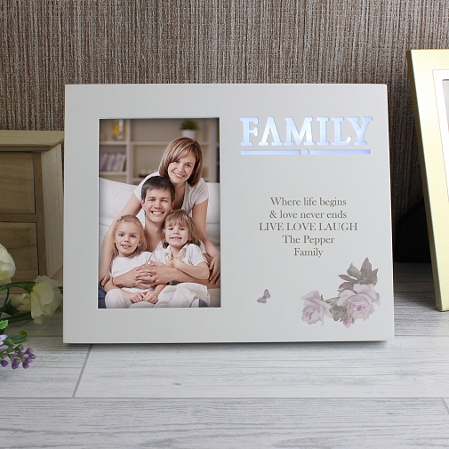 Personalised Family Floral 6x4 Light Up Frame
