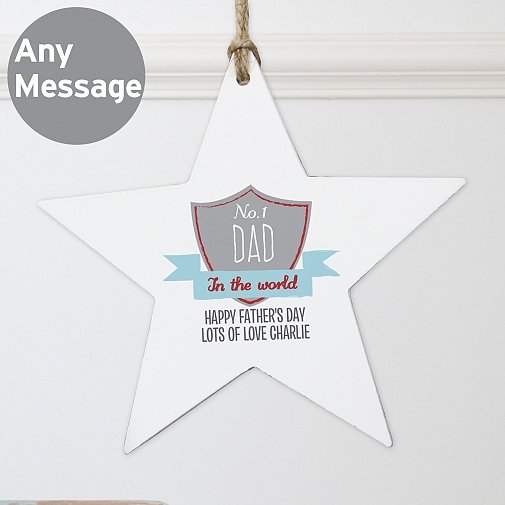 Personalised No.1 Shield Wooden Star Decoration