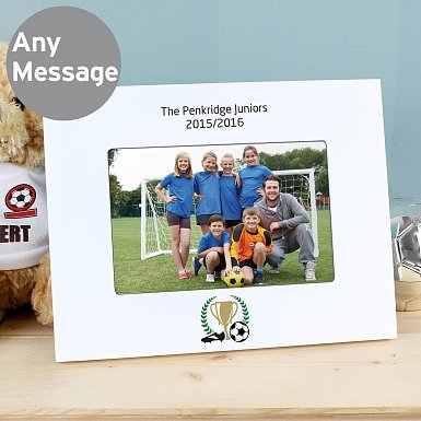 Personalised Football 6x4 White Wooden Photo Frame