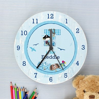 Personalised Pirate Shabby chick Large Wooden Clock