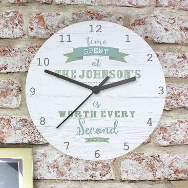 Personalised Time Spent Shabby chick Large Wooden Clock