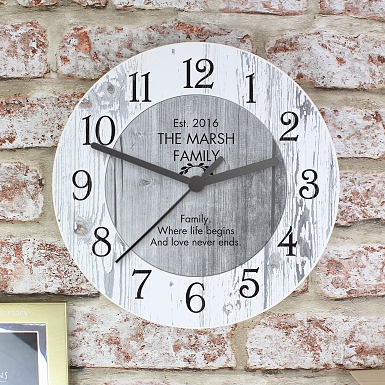 Personalised Any Message Shabby chick Large Wooden Clock