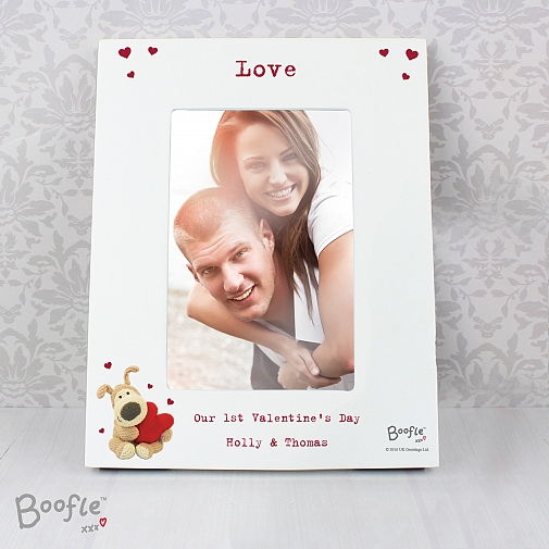 Personalised Boofle Shared Heart White 6x4 Photo Frame