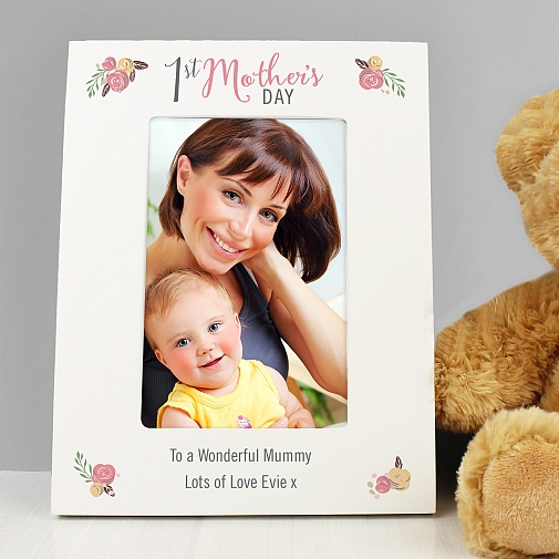 Personalised Floral Bouquet 1st Mother's Day 6x4 Photo Frame