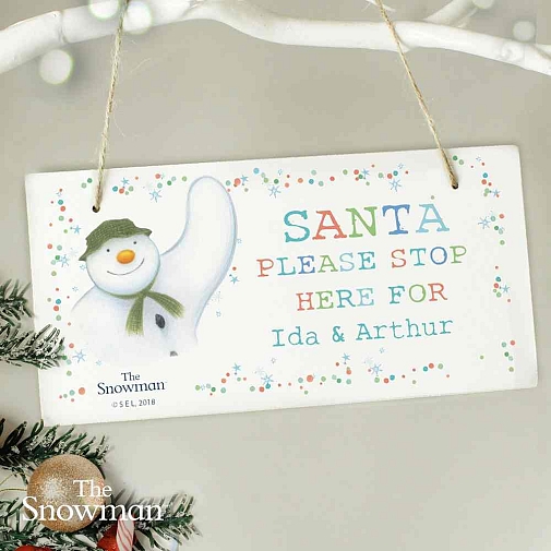 Personalised The Snowman Let it Snow Santa Stop Here Wooden Sign