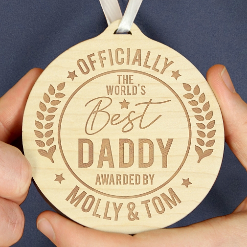 Personalised Officially Round Wooden Medal