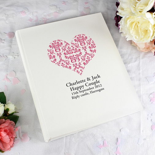Personalised Ruby Damask Heart Traditional Album