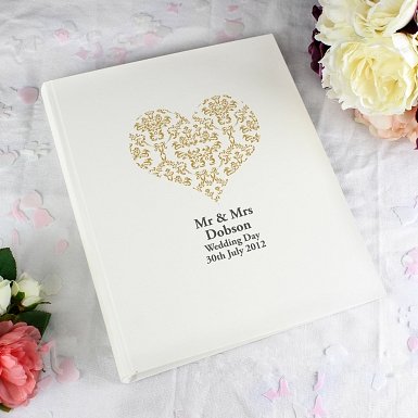 Personalised Gold Damask Heart Traditional Album