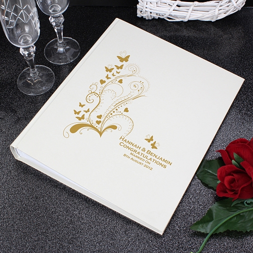 Personalised Gold Butterfly Swirl Traditional Album
