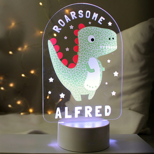 Personalised Roarsome Dinosaur LED Colour Changing Night Light