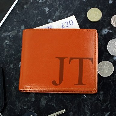 Personalised Big Initials Tan Leather Wallet
