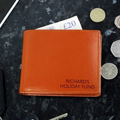 Personalised Message Tan Leather Wallet