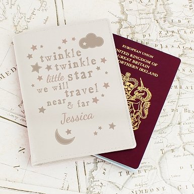 Personalised Twinkle Twinkle Cream Passport Holder