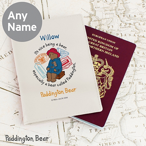 Personalised Paddington Bear Cream Passport Holder