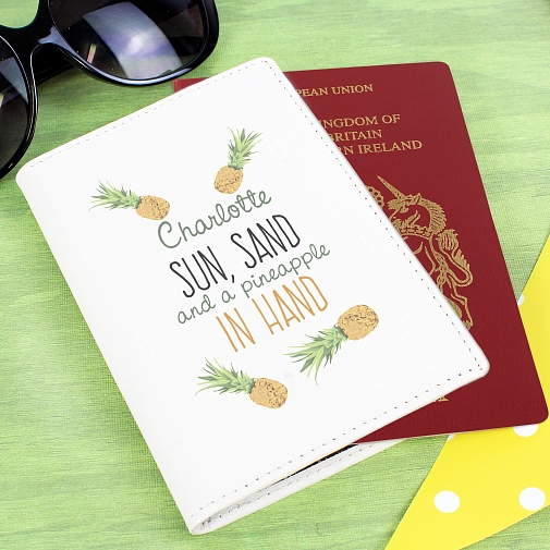 Personalised Pineapple Cream Passport Holder
