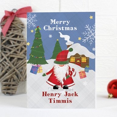 Personalised Tartan Santa Card delivery to UK [United Kingdom]
