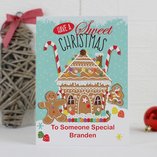 Personalised Gingerbread House Card delivery to UK [United Kingdom]