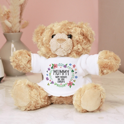 Personalised Floral Teddy Bear