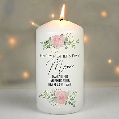 Personalised Abstract Rose Pillar Candle