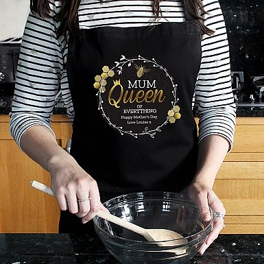 Personalised Queen Bee Black Apron