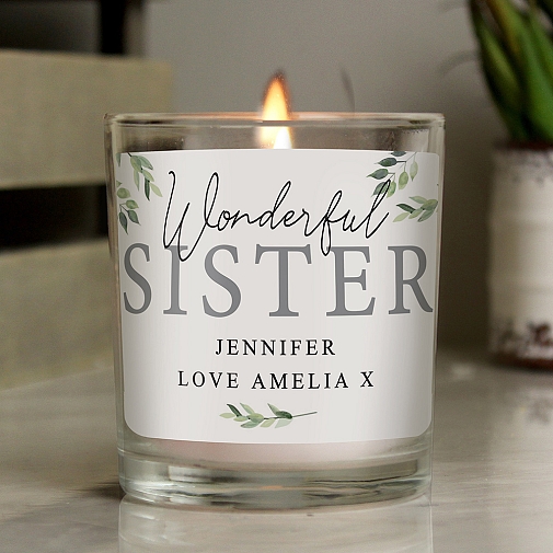 Personalised Botanical Leaves Scented Jar Candle