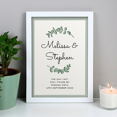 Personalised Botanical A4 White Framed Print