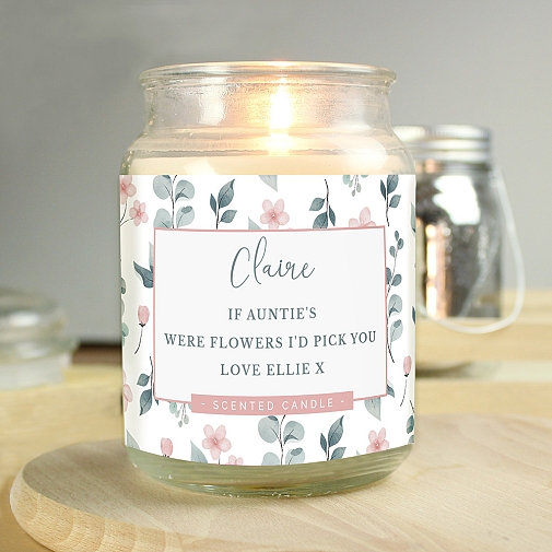 Personalised Floral Large Scented Jar Candle