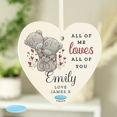 Personalised Me to You Valentine Wooden Heart Decoration