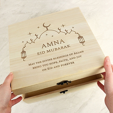 Personalised Eid Wooden Keepsake Box