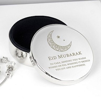 Personalised Eid Round Trinket Box