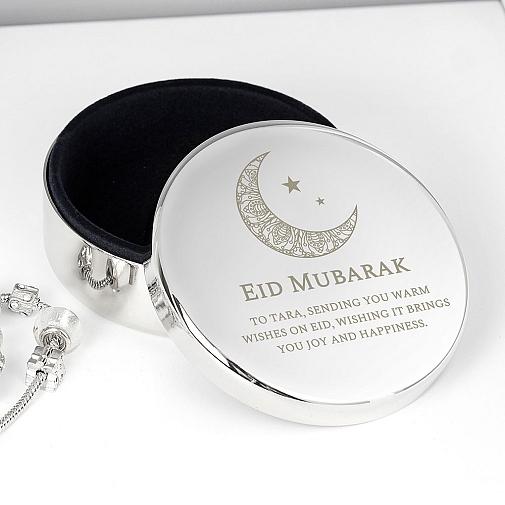 Personalised Eid Round Trinket Box