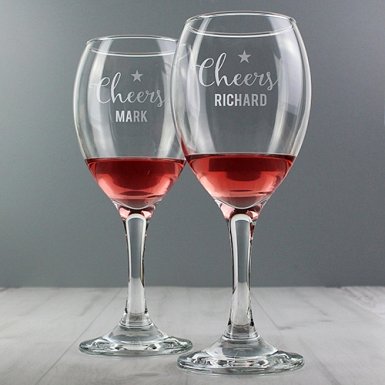 Personalised Cheers Wine Glass Set delivery to UK [United Kingdom]