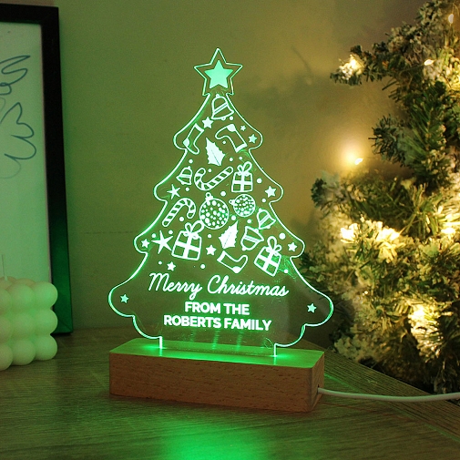 Personalised Christmas Tree Wooden Based LED Light