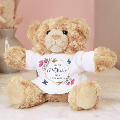 Personalised Geometric Floral Teddy Bear