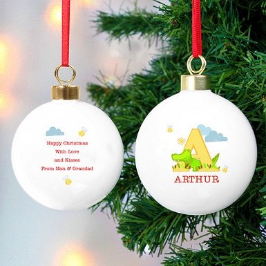 Personalised Animal Alphabet Bauble Delivery to UK