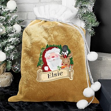 Personalised Christmas Santa Gold Sack