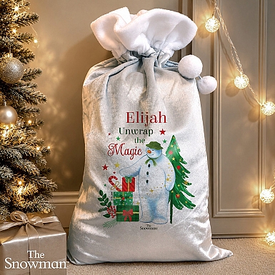 Personalised The Snowman Christmas Wishes Sack