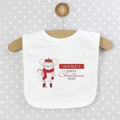 Personalised 1st Christmas Mouse Bib