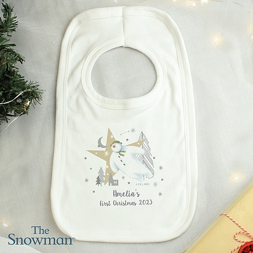 Personalised The Snowman Magical Adventure Bib